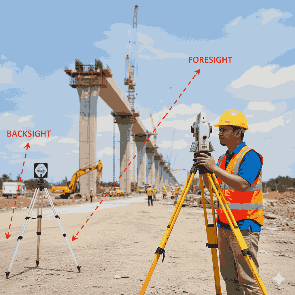 Ilustrasi Backsight dan Foresight