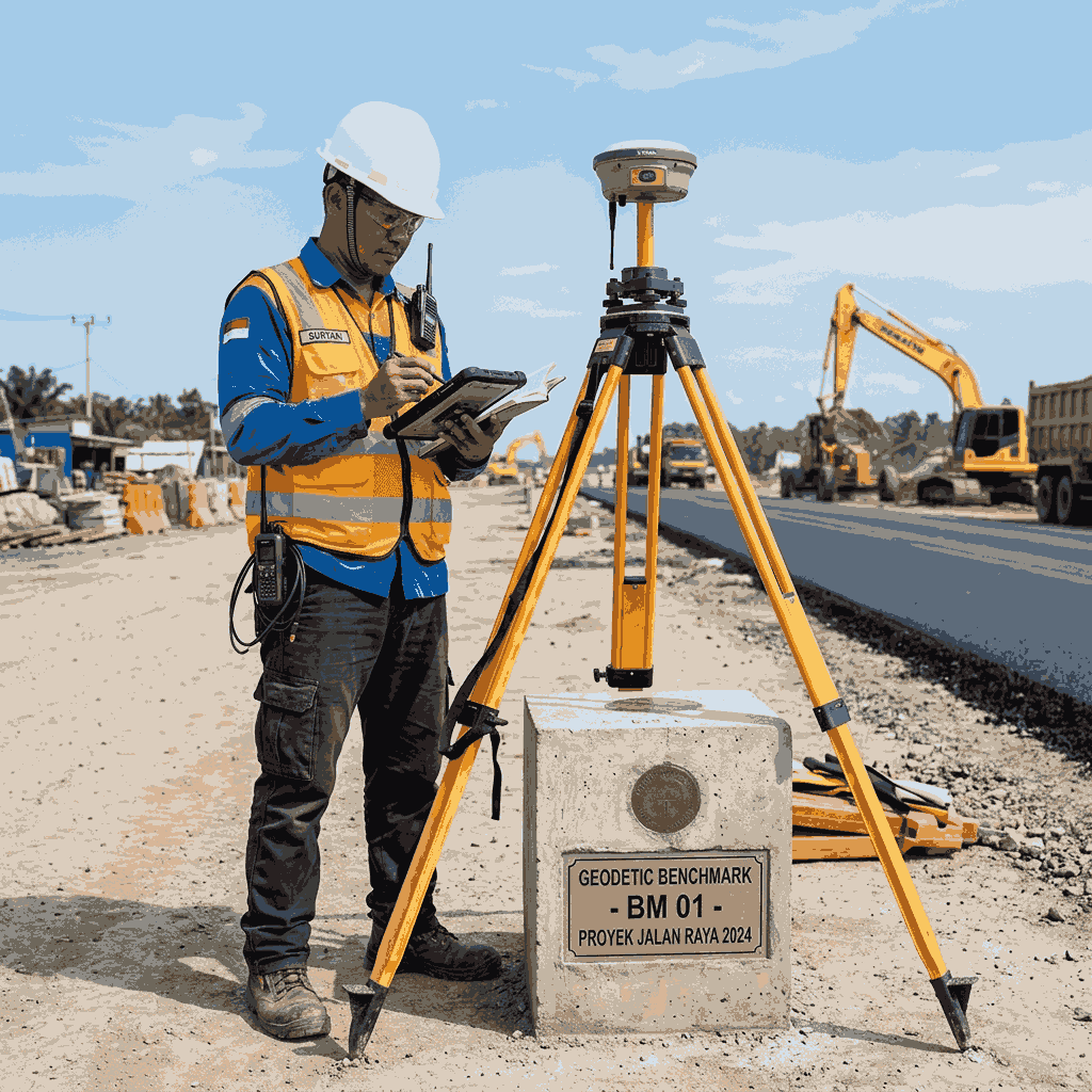 Metode Pengukuran GPS Geodetik Statik untuk Buat Benchmark